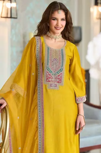 Women Ethnic Motifs Embroidered A-Line Kurta with Trousers & Dupatta