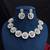 Silver CZ Statement Necklace Set, Round Floral Disc, Matching Drop Earrings, Bridal Party Jewelry