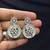 Silver CZ Statement Necklace Set, Round Floral Disc, Matching Drop Earrings, Bridal Party Jewelry