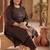 Plus Size Black Printed Straight Kurta Trousers With Dupatta Set
