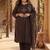 Plus Size Black Printed Straight Kurta Trousers With Dupatta Set