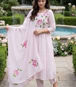 Women Floral Printed Regular Pure Cotton Kurta with Trousers & With Dupatta