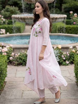 Women Floral Printed Regular Pure Cotton Kurta with Trousers & With Dupatta 4