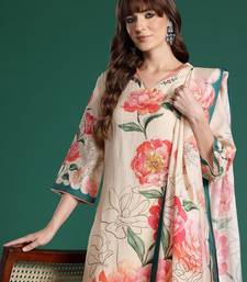 Floral Printed Kurta with Trousers & Dupatta
