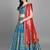 Turquoise Jacquard Woven Mehendi Lehenga Choli