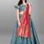 Turquoise Jacquard Woven Mehendi Lehenga Choli