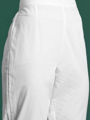 Floral Embroidered Pure Cotton Kurta with Trousers & Dupatta 4