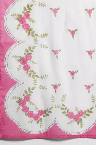 Floral Embroidered Pure Cotton Kurta with Trousers & Dupatta