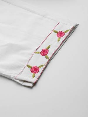 Floral Embroidered Pure Cotton Kurta with Trousers & Dupatta 9