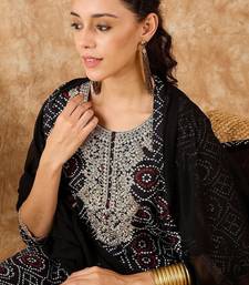 Bandhani Printed Straight Pure Cotton Kurta with Palazzos & Dupatta