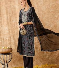 Bandhani Printed Straight Pure Cotton Kurta with Palazzos & Dupatta
