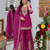 rani pink color cording embroidery sequin work faux georgette kurti sharara set