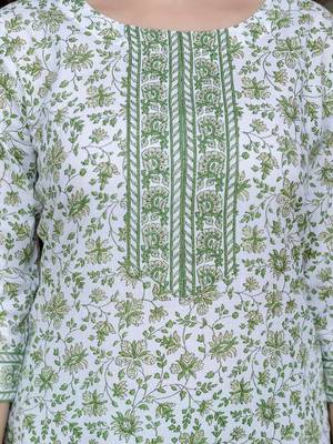 Floral Printed Pure Cotton Straight Kurta With Trouser And Dupatta 2