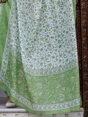 Floral Printed Pure Cotton Straight Kurta With Trouser And Dupatta 3