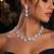 Heart Cut Crystal Necklace Earrings Set, Silver CZ Bridal Jewelry, Wedding Prom Anniversary