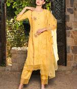 Ethnic Motifs Embroidered Thread Work Pure Cotton Kurta with Trousers & Dupatta