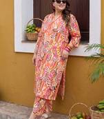 Plus Size Multi Printed Straight Kurta Trousers Set