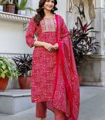Women Ethnic Motifs Printed Regular Pure Cotton Kurta with Trousers & With Dupatta