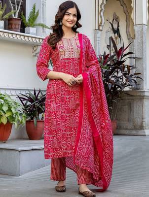 Women Ethnic Motifs Printed Regular Pure Cotton Kurta with Trousers & With Dupatta 3