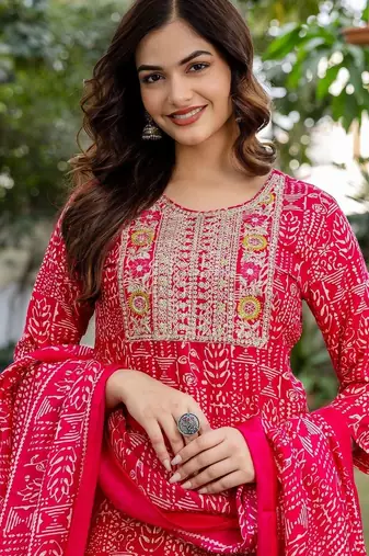 Women Ethnic Motifs Printed Regular Pure Cotton Kurta with Trousers & With Dupatta