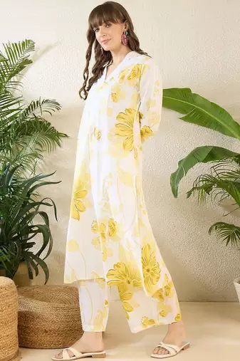 Women Floral Printed Regular Pure Cotton Kurta with Palazzos