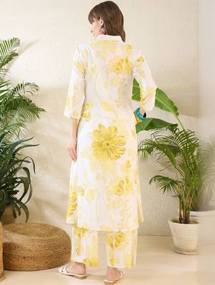 Women Floral Printed Regular Pure Cotton Kurta with Palazzos 4