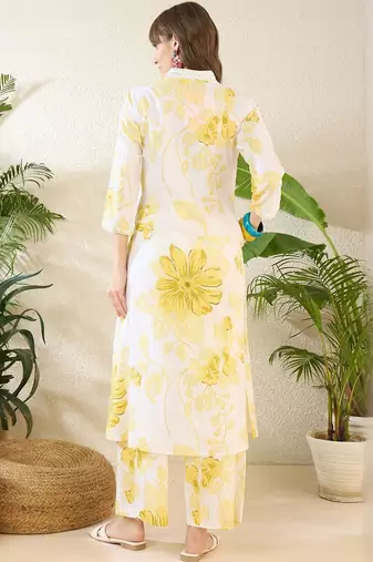 Women Floral Printed Regular Pure Cotton Kurta with Palazzos