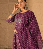 Women Floral Printed Regular Pure Cotton Straight Kurta with Trousers & Dupatta