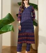Women Ethnic Motifs Printed Regular Pure Cotton Kurta with Trousers