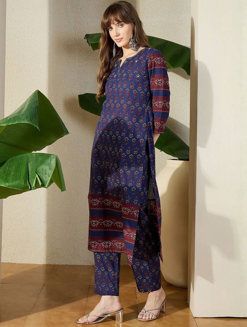Women Ethnic Motifs Printed Regular Pure Cotton Kurta with Trousers