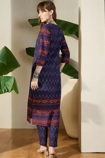Women Ethnic Motifs Printed Regular Pure Cotton Kurta with Trousers