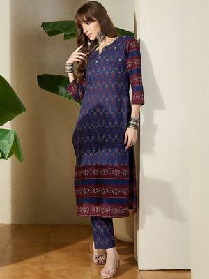 Women Ethnic Motifs Printed Regular Pure Cotton Kurta with Trousers 5