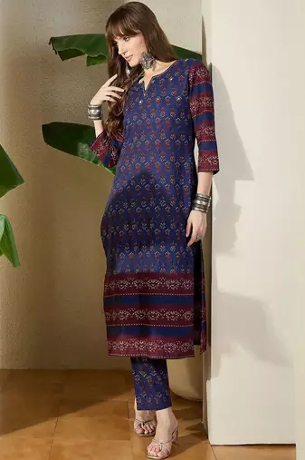 Women Ethnic Motifs Printed Regular Pure Cotton Kurta with Trousers