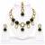 kundan green mehendi polish necklace set with earrings and maang tikka for bridal wedding jewelry