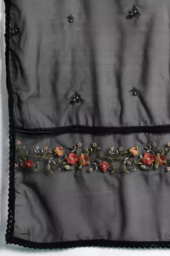Floral Embroidered Panelled Thread Work Kurta with Trousers & With Dupatta