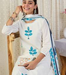 Ethnic Motifs Embroidered Thread Work Pure Cotton Kurta With Trousers & Dupatta