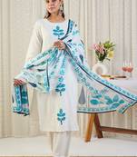 Ethnic Motifs Embroidered Thread Work Pure Cotton Kurta With Trousers & Dupatta