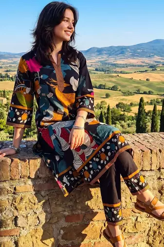 Women Ethnic Motifs Printed Regular Pure Cotton Kurta with Trousers