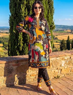Women Ethnic Motifs Printed Regular Pure Cotton Kurta with Trousers 3