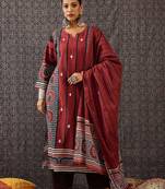 Women Printed Regular Thread Work Pure Cotton Kurta with Trousers & With Dupatta