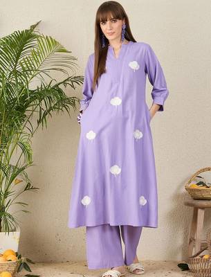 Women Floral Embroidered A-Line Kurta with Palazzos 1