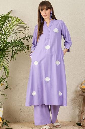 Women Floral Embroidered A-Line Kurta with Palazzos
