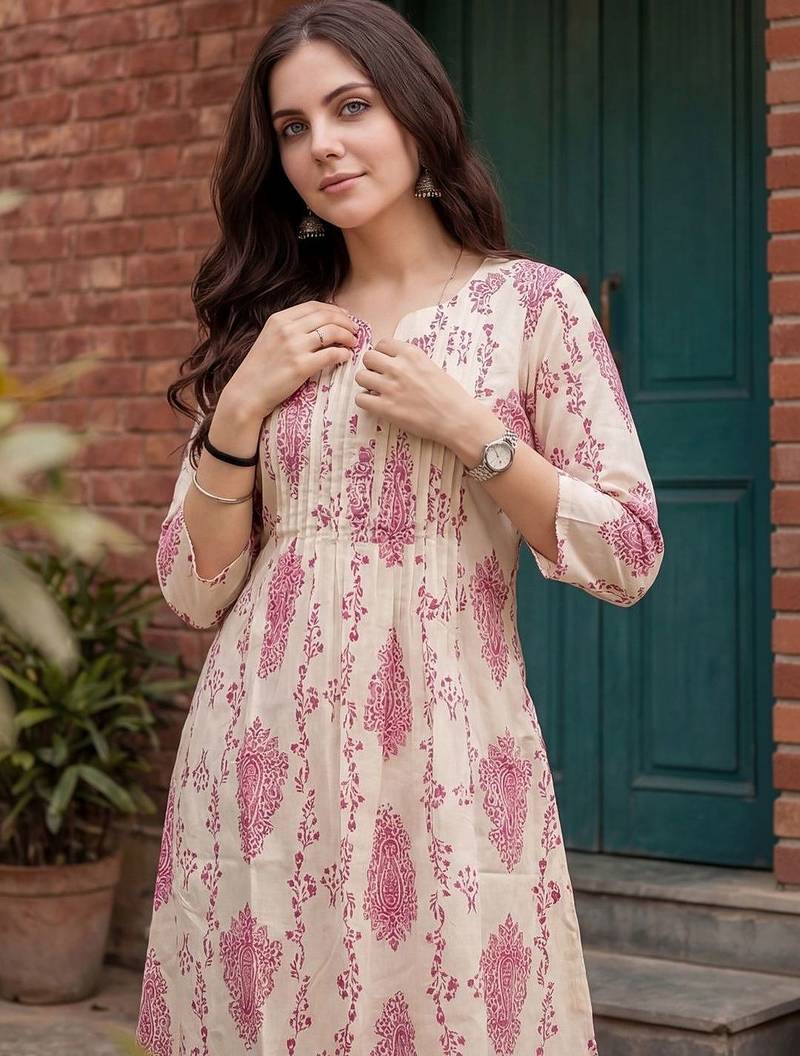 Women Floral Printed Regular Pure Cotton Kurta with Trousers