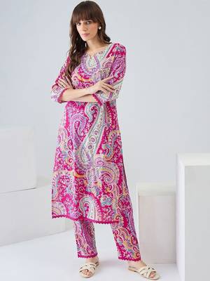 Women Paisley Printed Regular Pure Cotton Kurta with Trousers 5