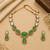 kundan mint green mehendi polish necklace set with earrings and maang tikka for bridal wedding jewelry