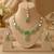 kundan mint green mehendi polish necklace set with earrings and maang tikka for bridal wedding jewelry