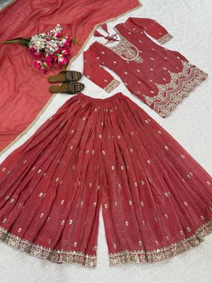 Pink sequin and Embroidery Work Silk Blend Salwar Suit 5