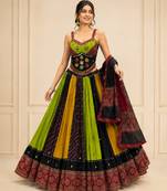 Multicolor Kutchhi Ajrakh 8 Meter Flair Lehenga