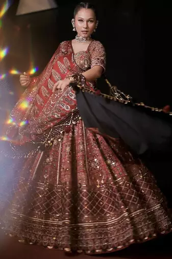 Rani Pink Navratri Mirror Work Lehenga Choli