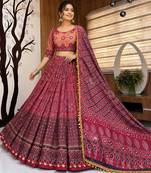 Rani Pink Navratri Mirror Work Lehenga Choli